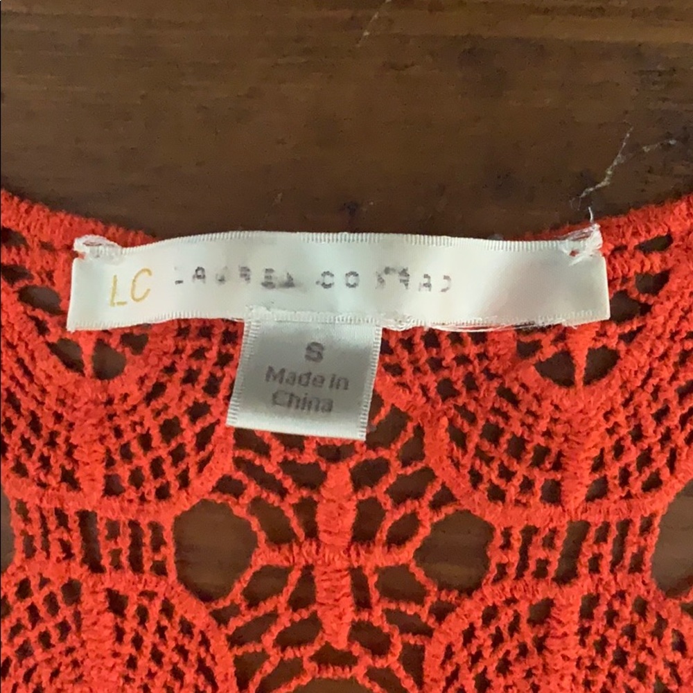 Lauren Conrad / orange crochet top / small - Picture 2 of 3